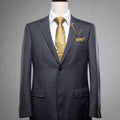 Golden Floral Men's Necktie Pocket Square Cufflinks Set with Lapel Pin