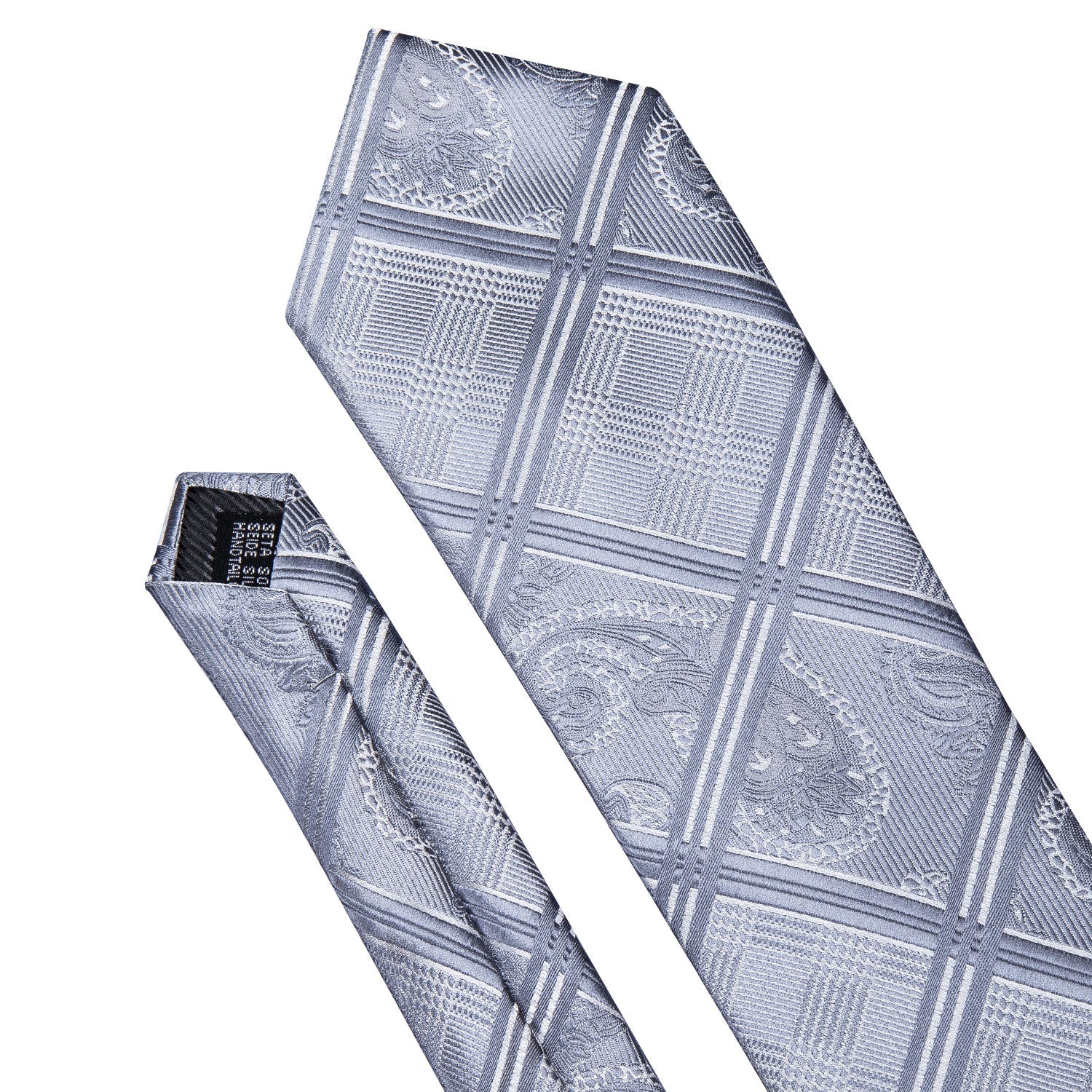 GentCrest Grey Plaid Tie Hanky Cufflinks Set - Image 2