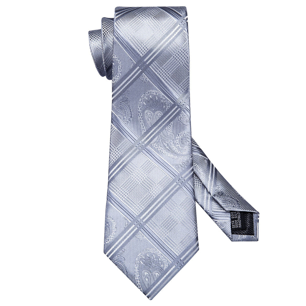 GentCrest Grey Plaid Tie Hanky Cufflinks Set - Image 3