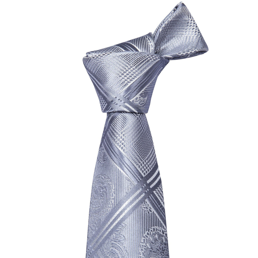 GentCrest Grey Plaid Tie Hanky Cufflinks Set - Image 5