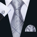 GentCrest Grey Plaid Tie Hanky Cufflinks Set - Image 1