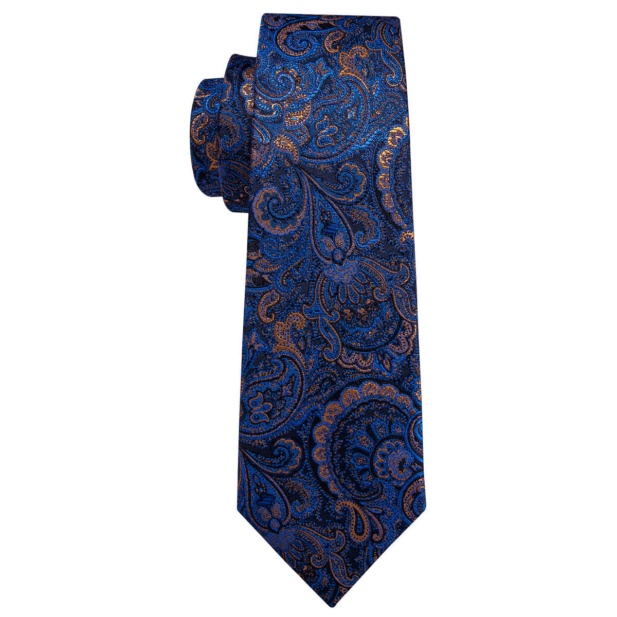 Deep Blue Paisley Silk Tie Set - GentCrest - View 4