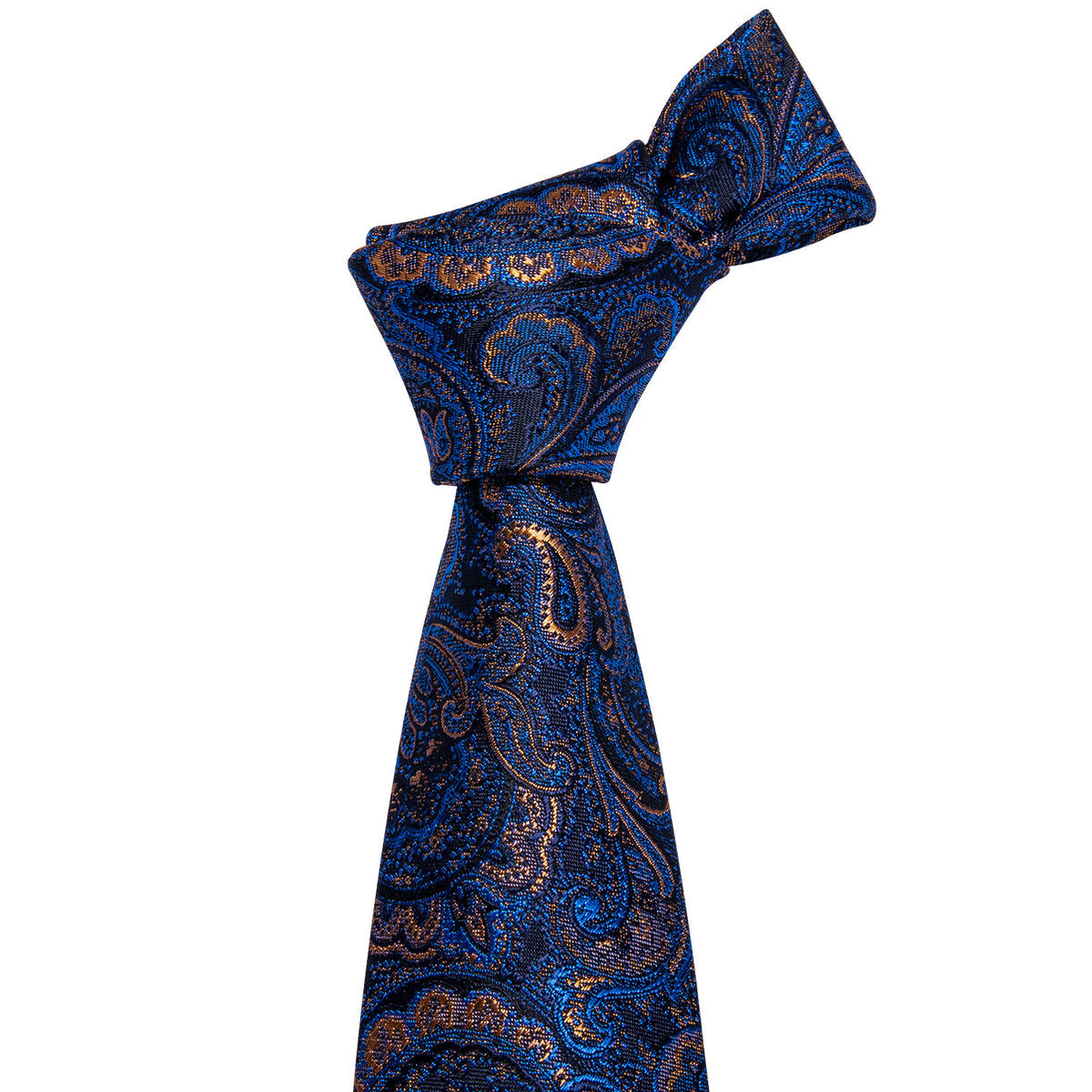 Deep Blue Paisley Silk Tie Set - GentCrest - View 3