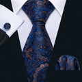 Deep Blue Paisley Silk Tie Set - GentCrest