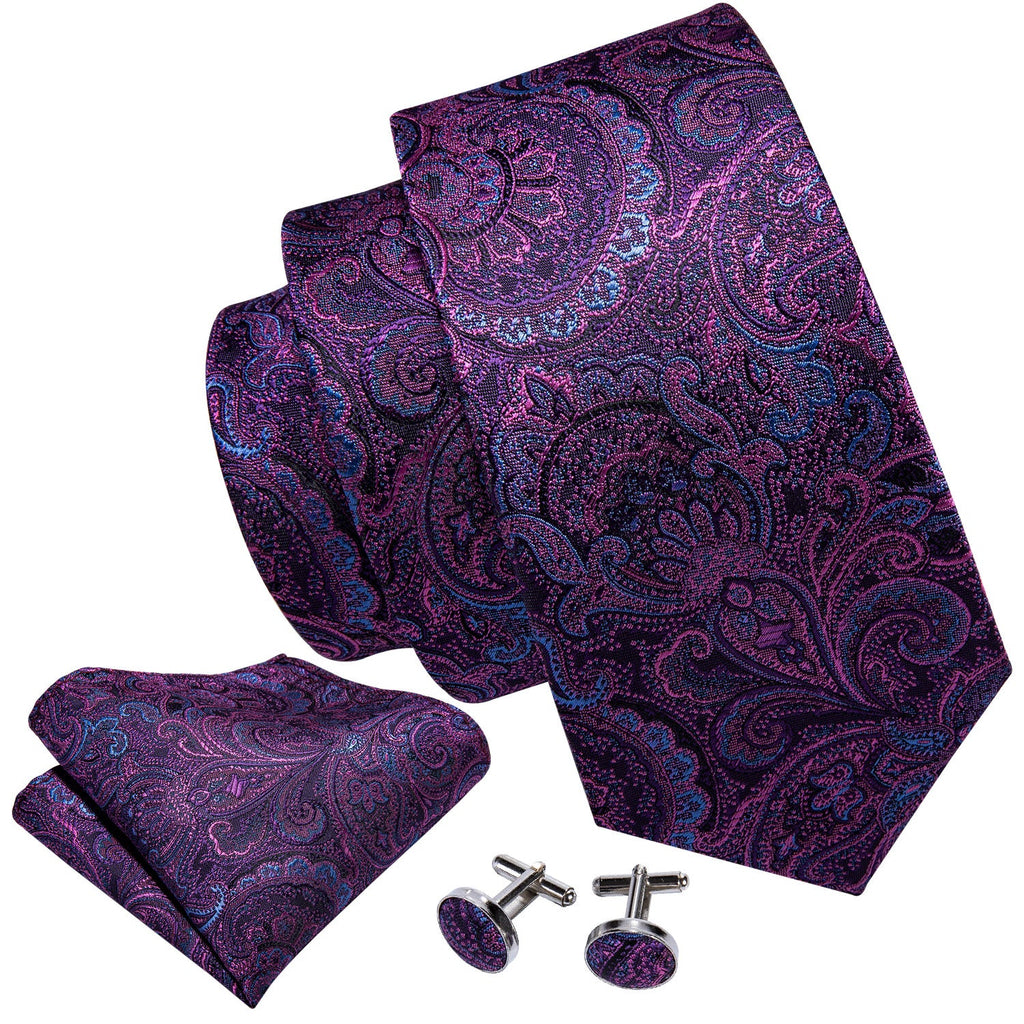 GentCrest Blue Paisley Tie Hanky Cufflinks Set - Image 5