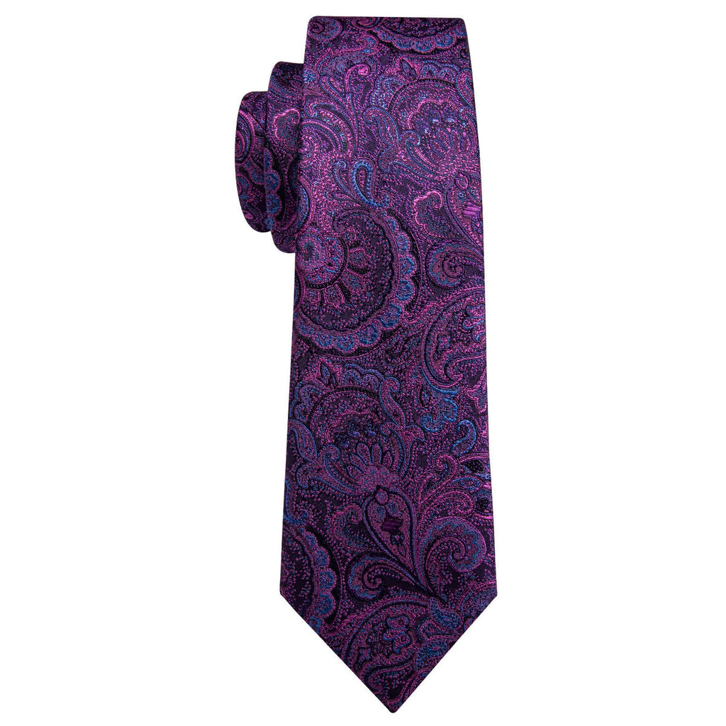 Purple Paisley Silk Tie Set - GentCrest - View 4