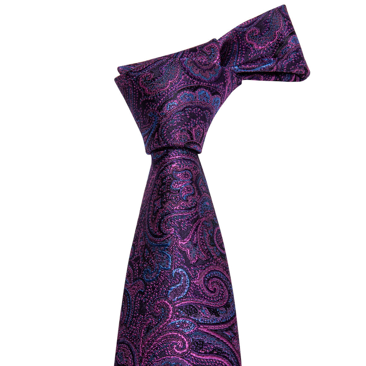 Purple Paisley Silk Tie Set - GentCrest - View 3