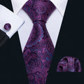 Purple Paisley Silk Tie Set - GentCrest