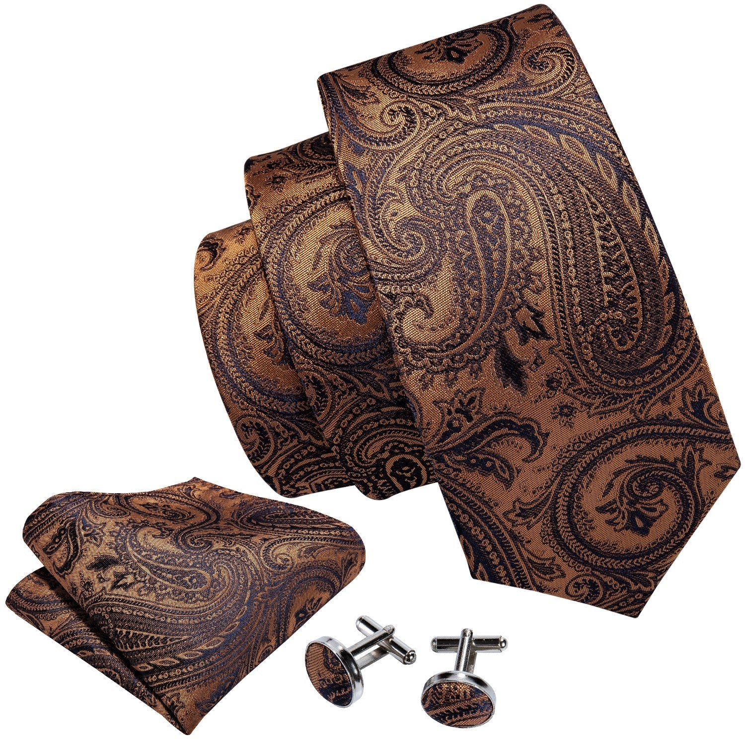 GentCrest Green Paisley Tie Hanky Cufflinks Set - Image 3