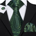 GentCrest Green Paisley Tie Hanky Cufflinks Set - Image 1