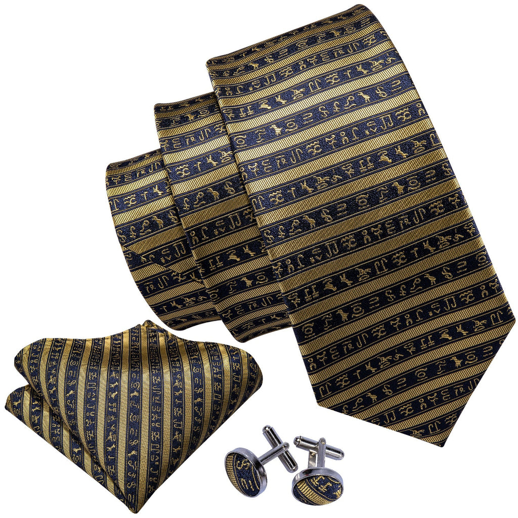 GentCrest Black Striped Tie Hanky Cufflinks Set - Image 6