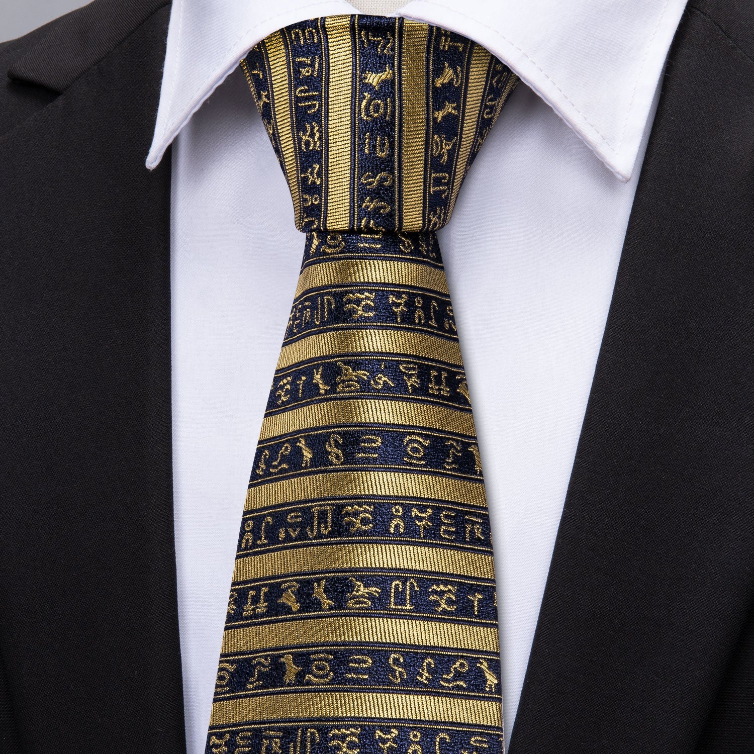 GentCrest Black Striped Tie Hanky Cufflinks Set - Image 4