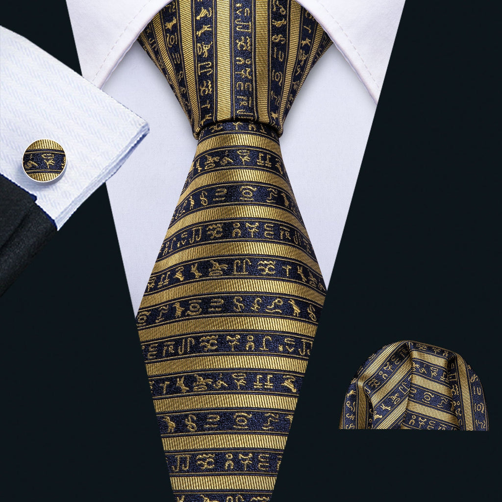 GentCrest Black Striped Tie Hanky Cufflinks Set - Image 1