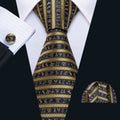 GentCrest Black Striped Tie Hanky Cufflinks Set - Image 1