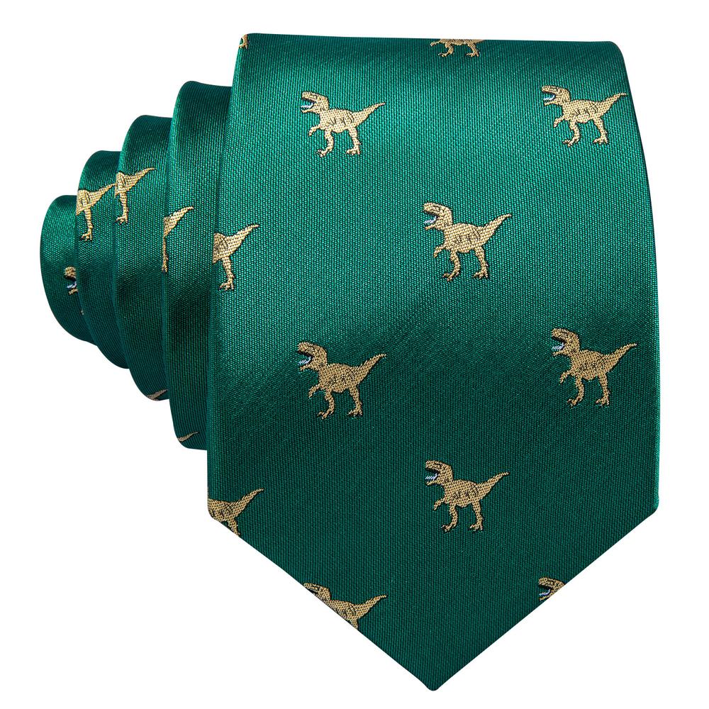 Green Dinosaur Jacquard Silk Tie Set - GentCrest - View 5