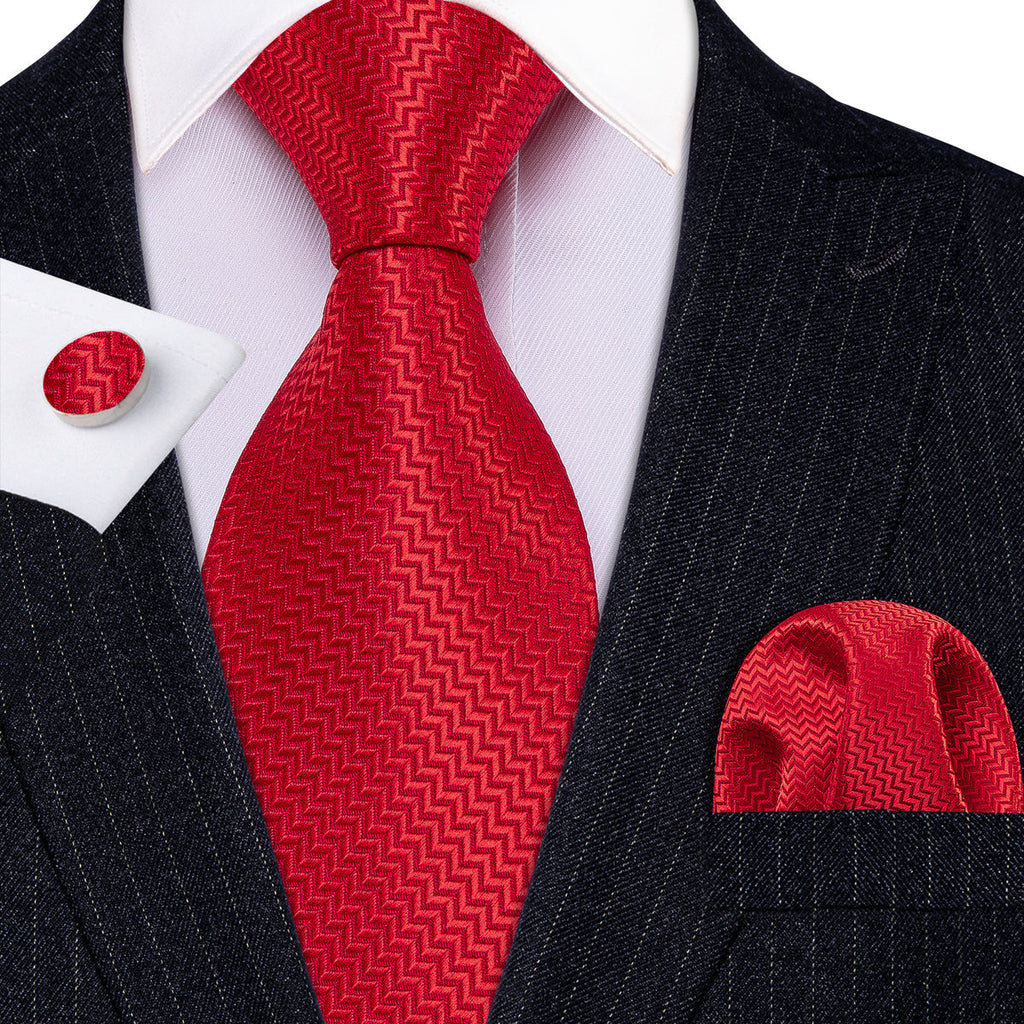 Red Novelty Silk Tie Set - GentCrest - View 2