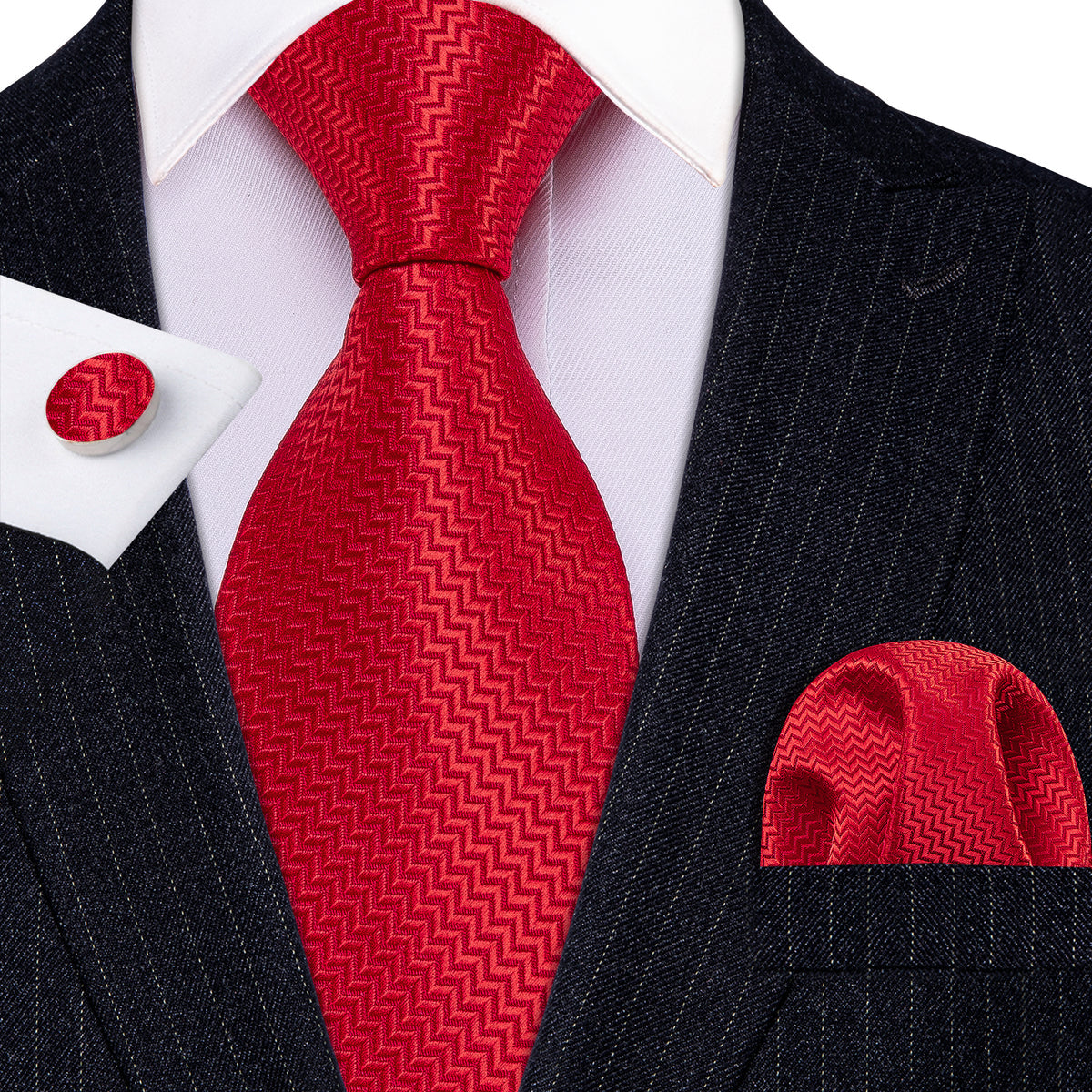 Red Novelty Silk Tie Set - GentCrest - View 2