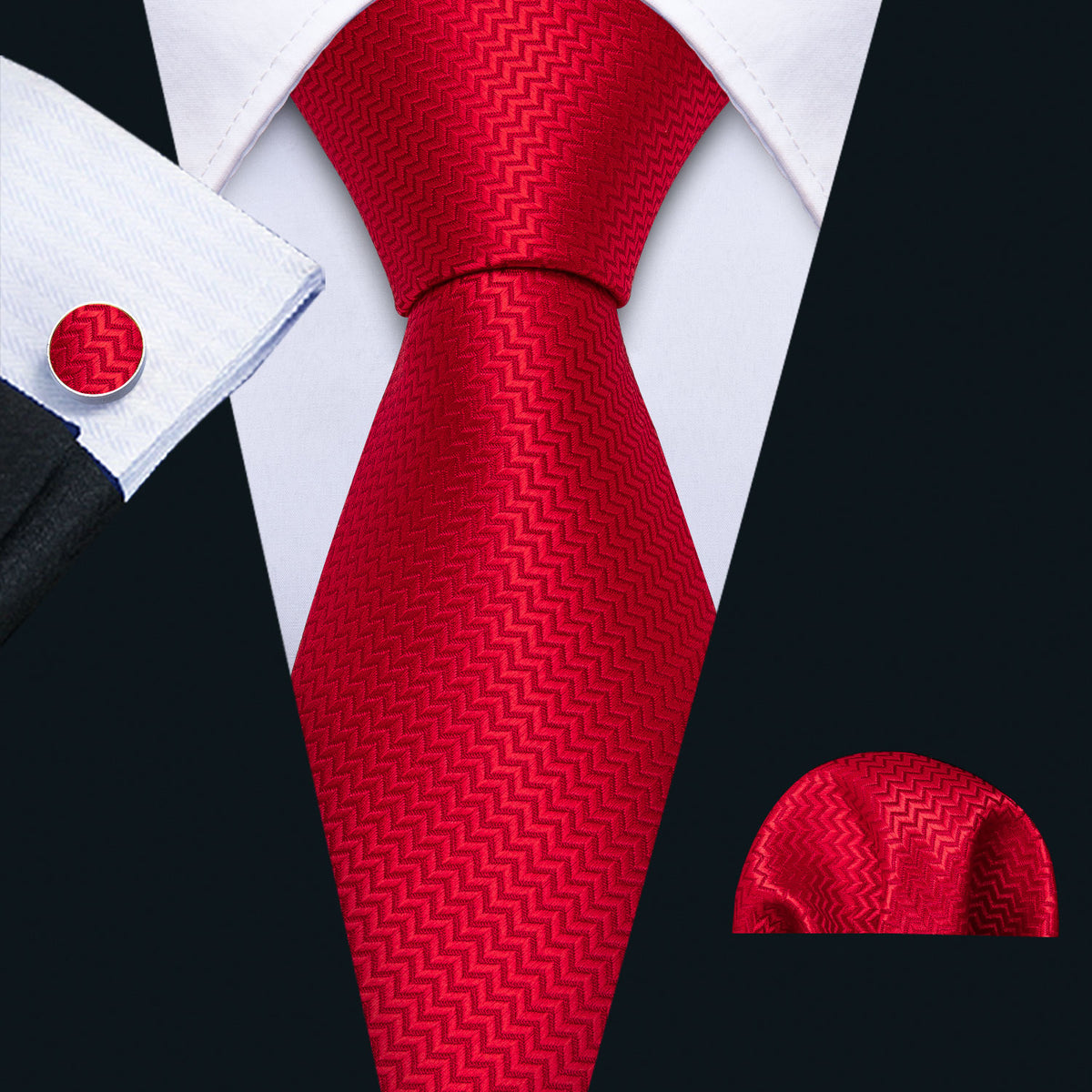 Red Novelty Silk Tie Set - GentCrest