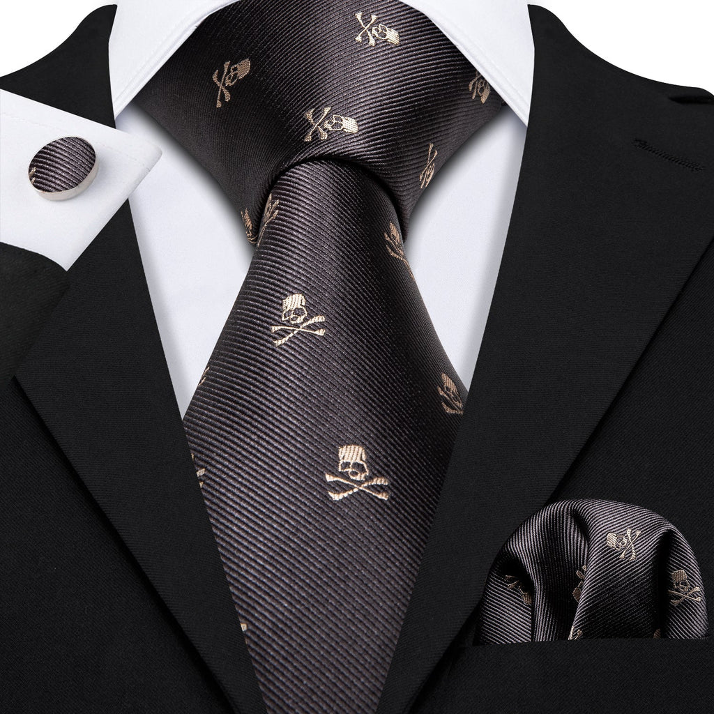 Skulls Premium Silk Tie Set - GentCrest