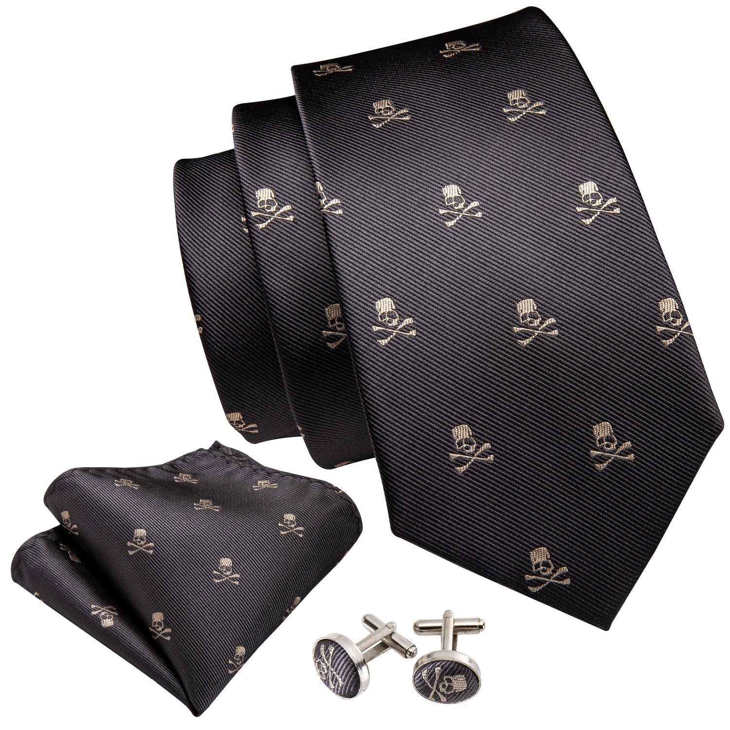 Skulls Premium Silk Tie Set - GentCrest - View 2
