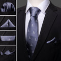Light Midnight Blue Skull Novelty Silk Tie Set - GentCrest