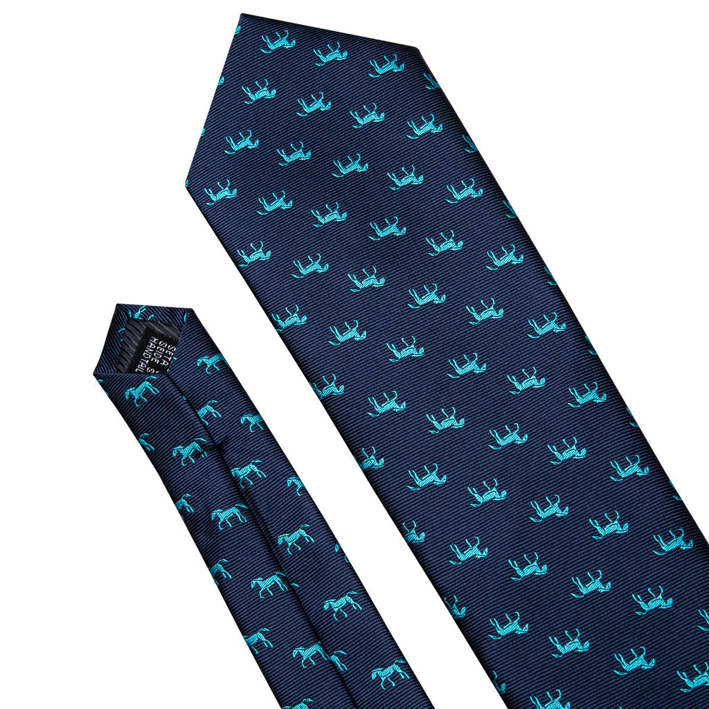 Blue Horse Novelty Silk Tie Set - GentCrest - View 6