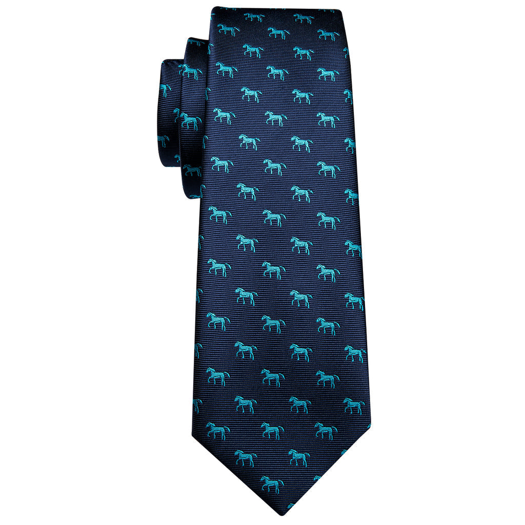 Blue Horse Novelty Silk Tie Set - GentCrest - View 4