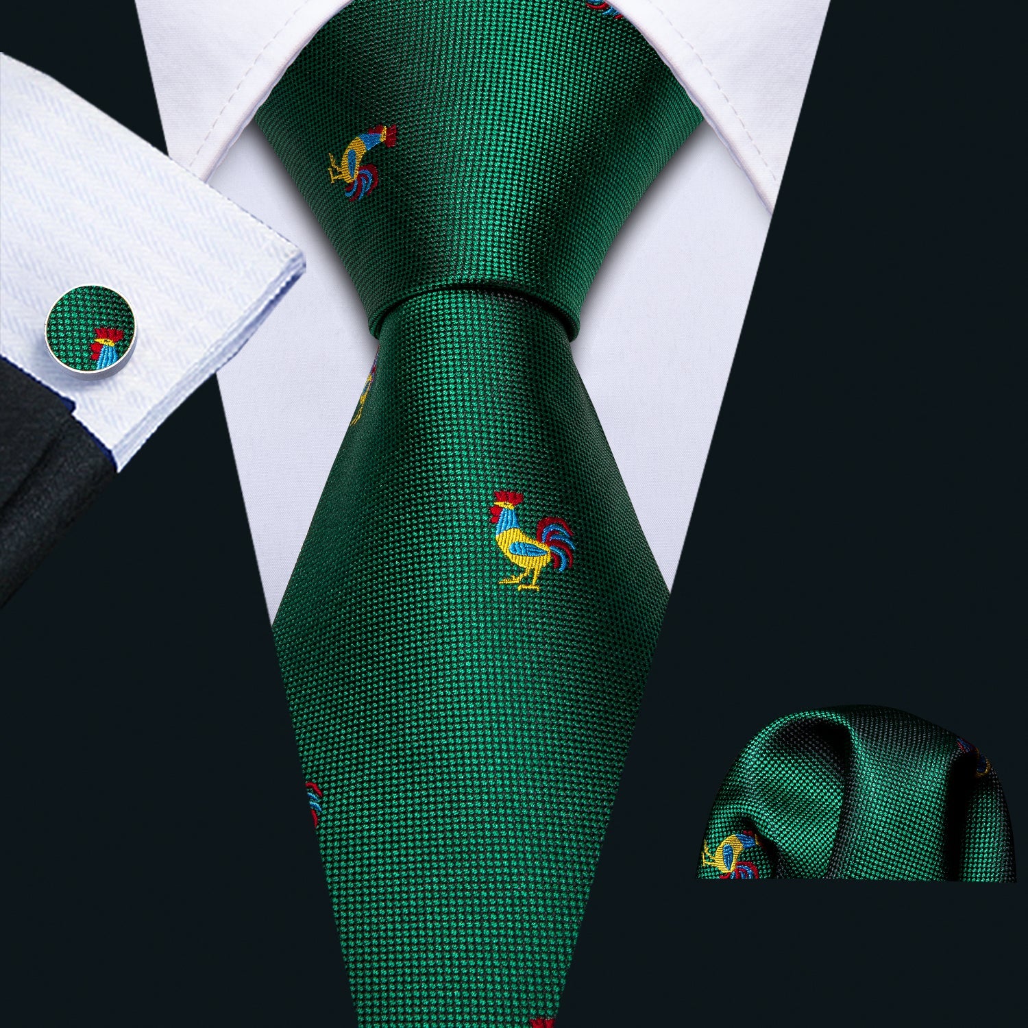 GentCrest Green Novelty Tie Hanky Cufflinks Set - Image 1