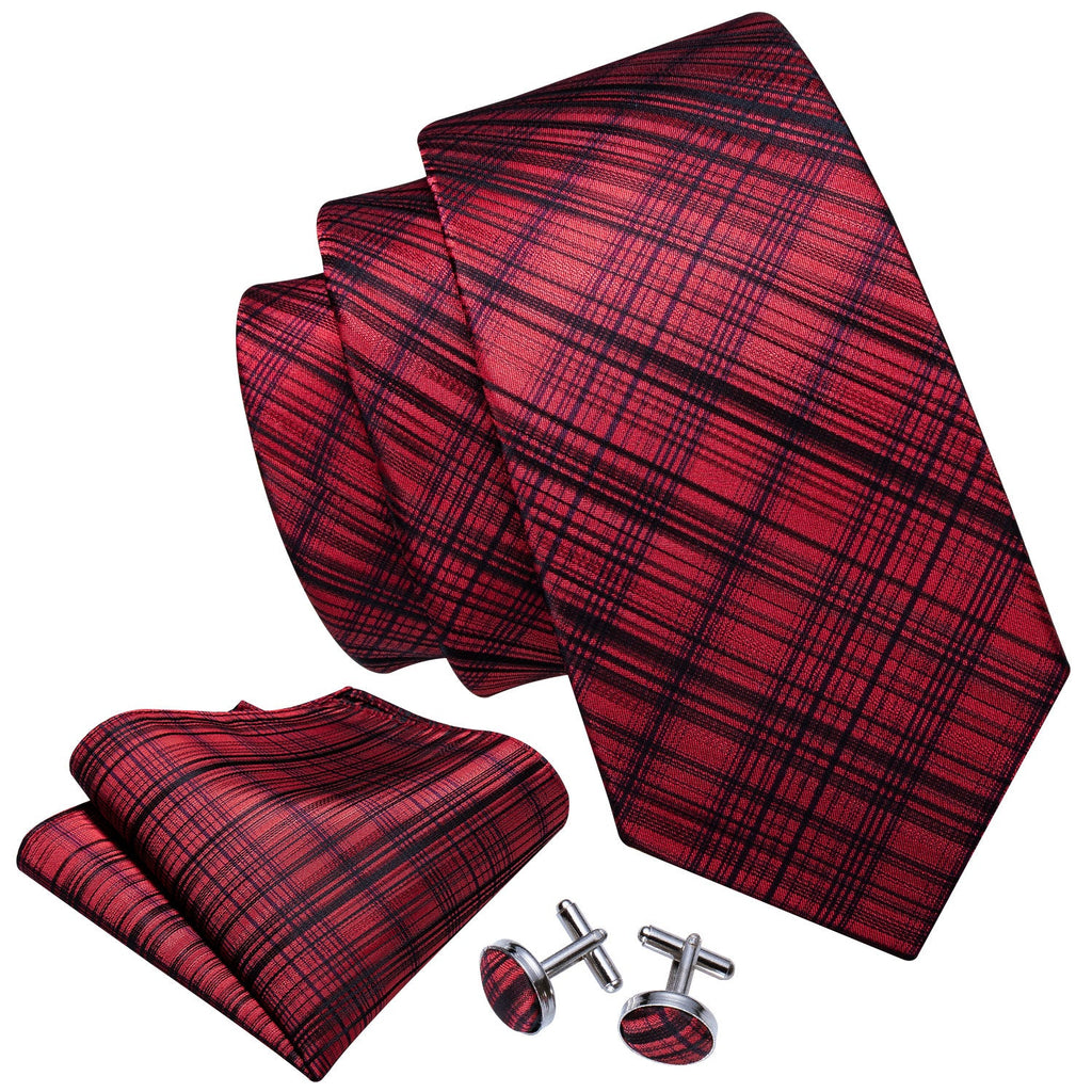 GentCrest Black Plaid Tie Hanky Cufflinks Set - Image 2
