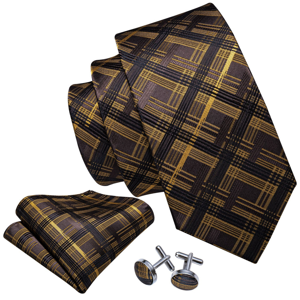 GentCrest Black Plaid Tie with Accessories - Image 4