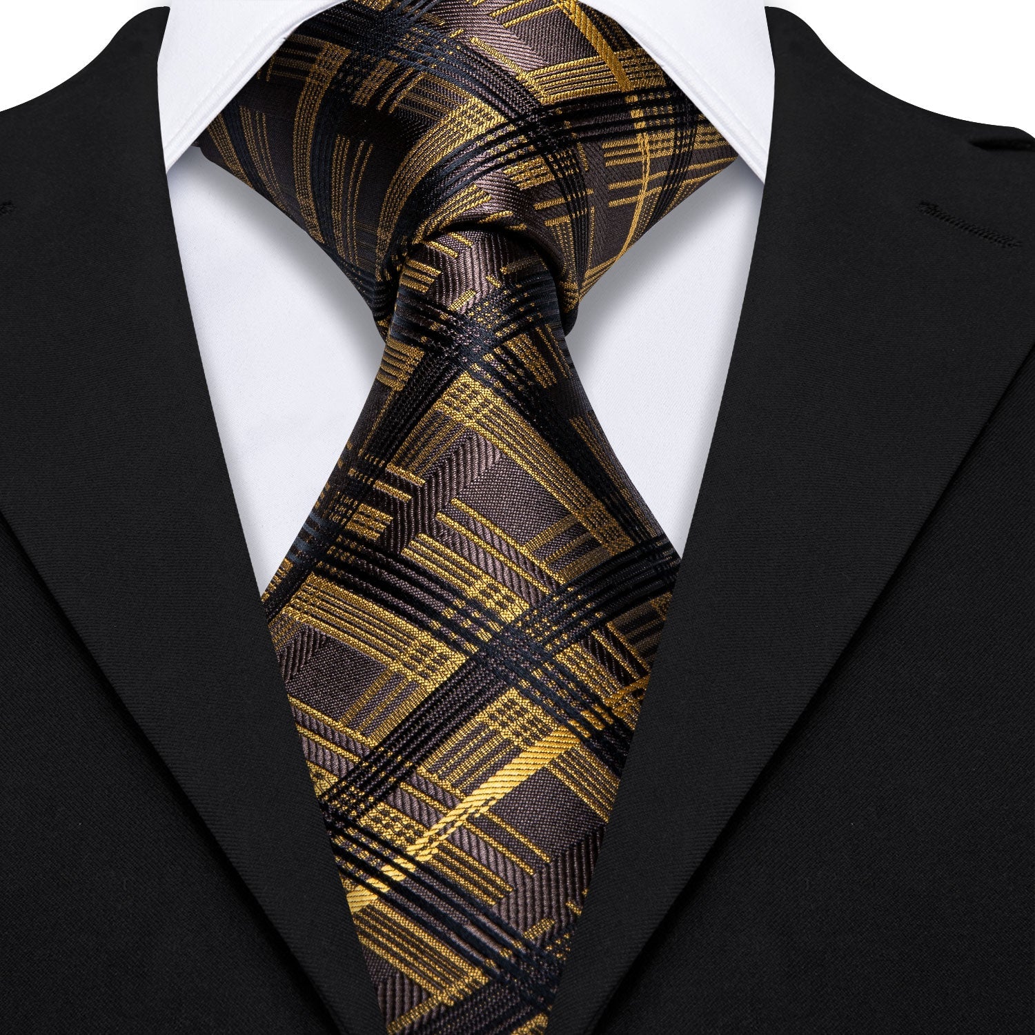 GentCrest Black Plaid Tie with Accessories - Image 3