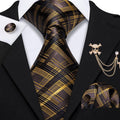 GentCrest Black Plaid Tie with Accessories - Image 1