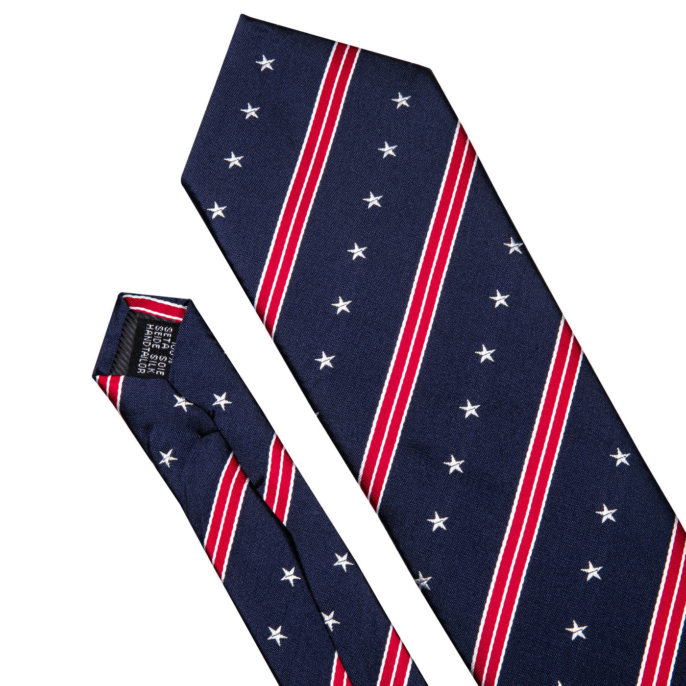 Navy Patriotic Star & Stripe – American Flag-Inspired Design Silk Tie Set - GentCrest - View 4