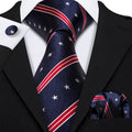 Navy Patriotic Star & Stripe – American Flag-Inspired Design Silk Tie Set - GentCrest