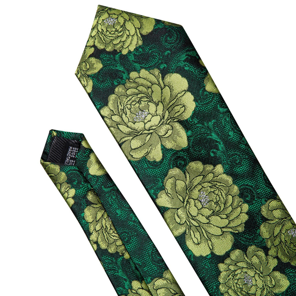 Green Peony Silk Tie Set - GentCrest - View 4