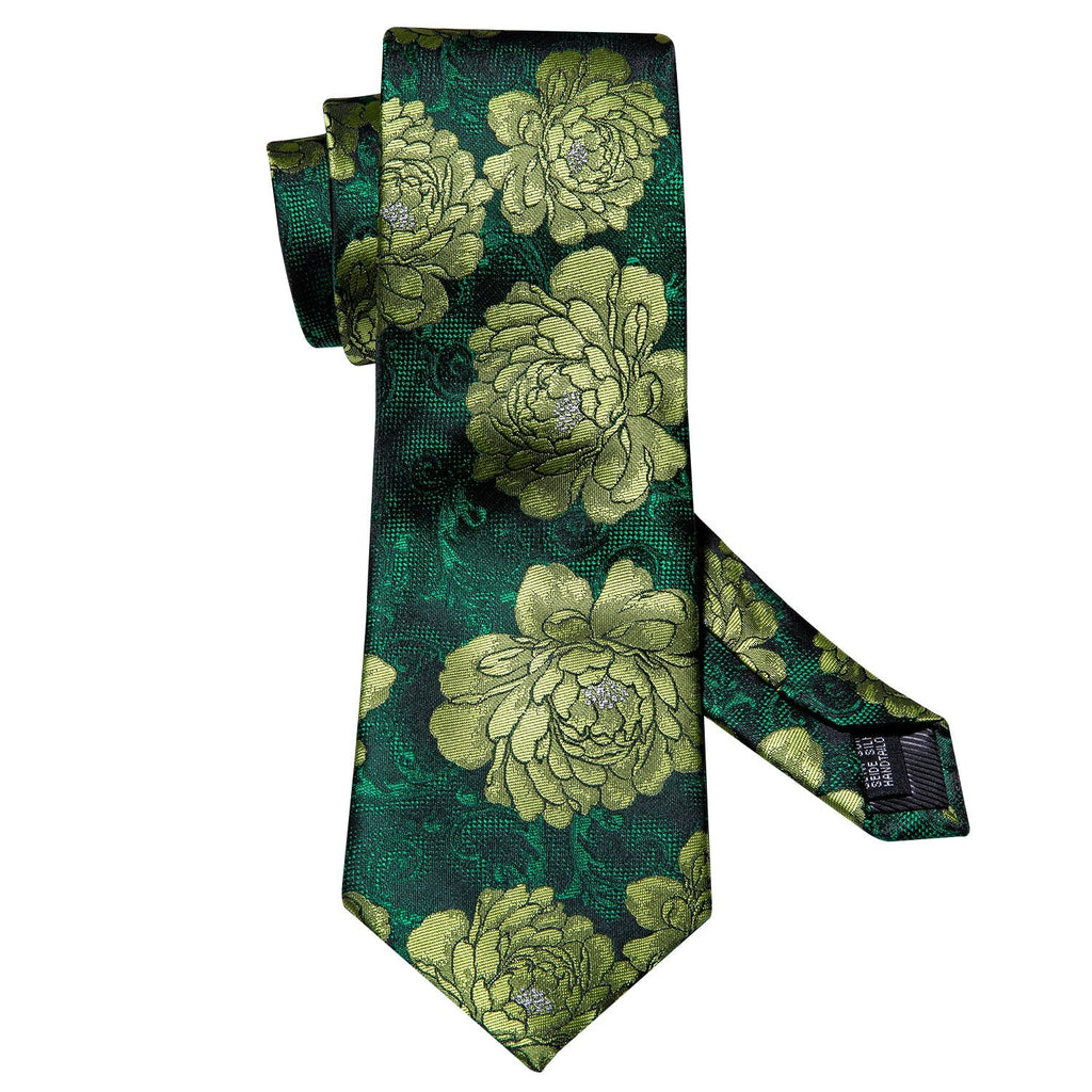 Green Peony Silk Tie Set - GentCrest - View 5