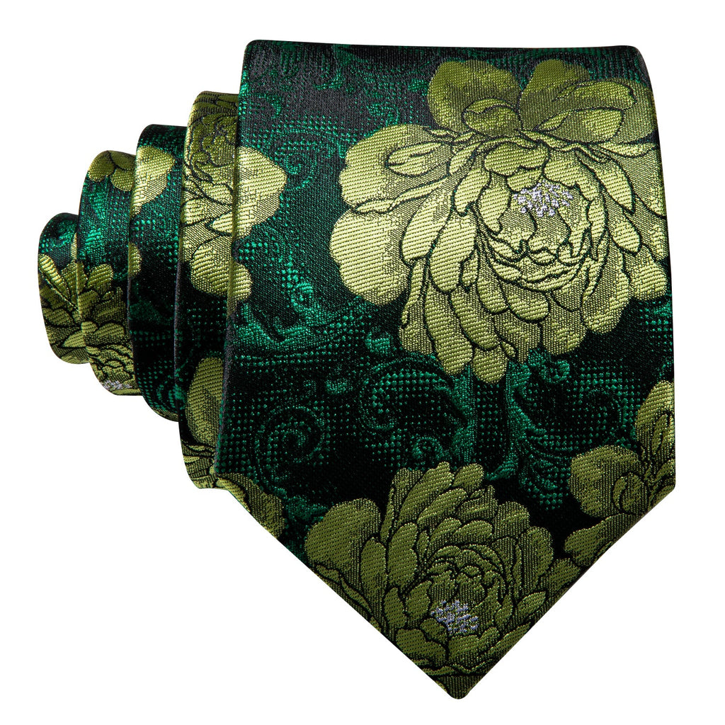 GentCrest Green Floral Tie Hanky Cufflinks Set - Image 3