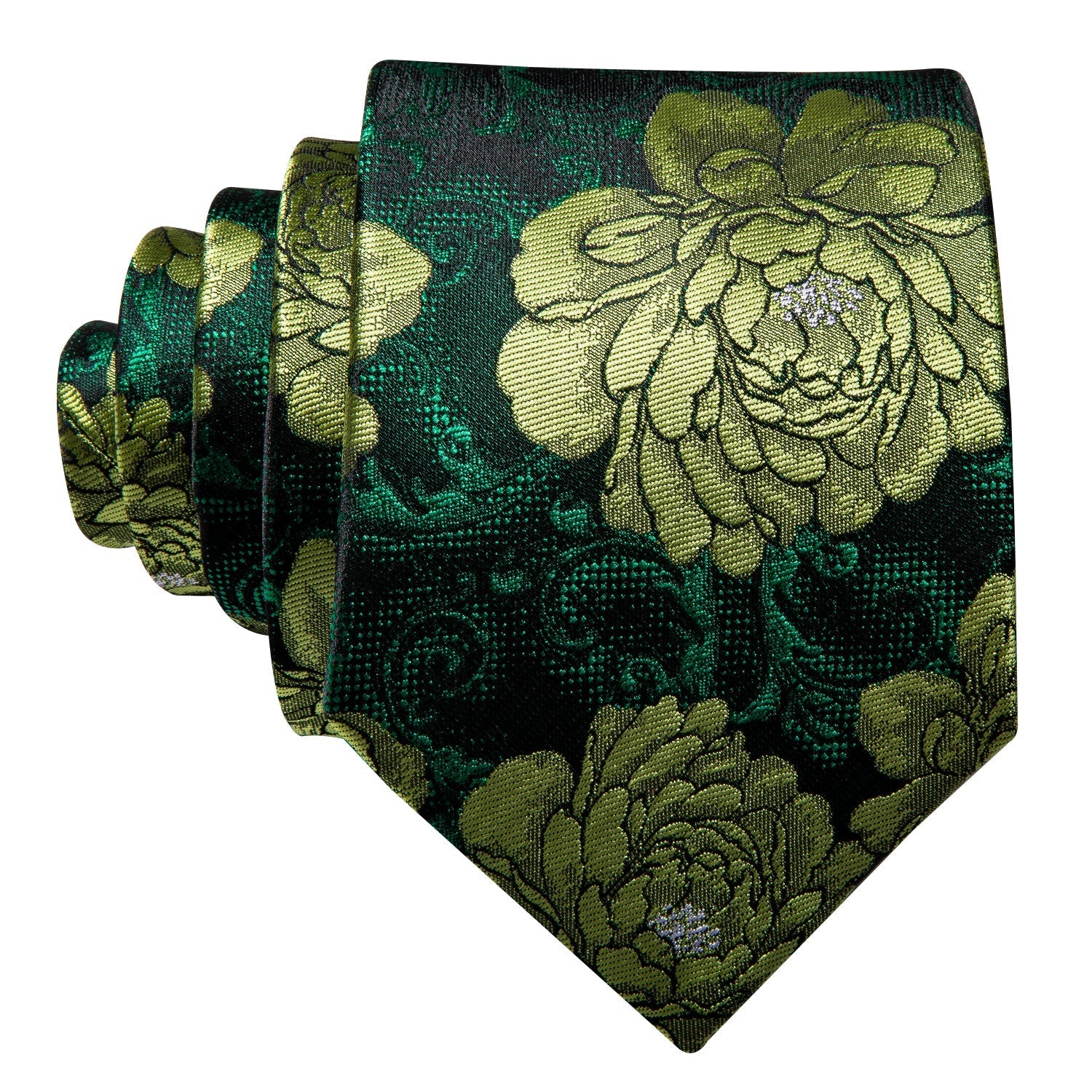 Green Peony Silk Tie Set - GentCrest - View 3
