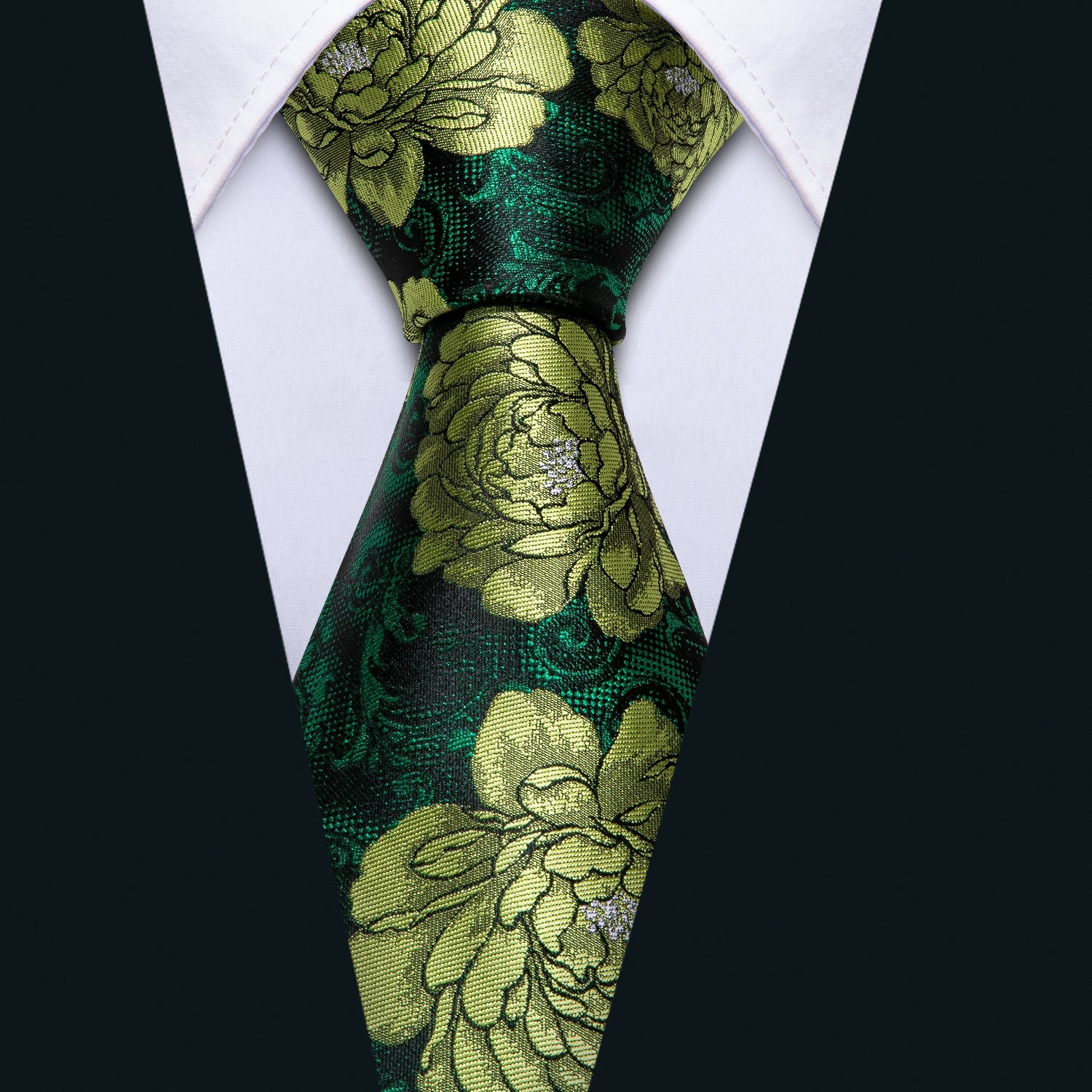 GentCrest Green Floral Tie Hanky Cufflinks Set - Image 4