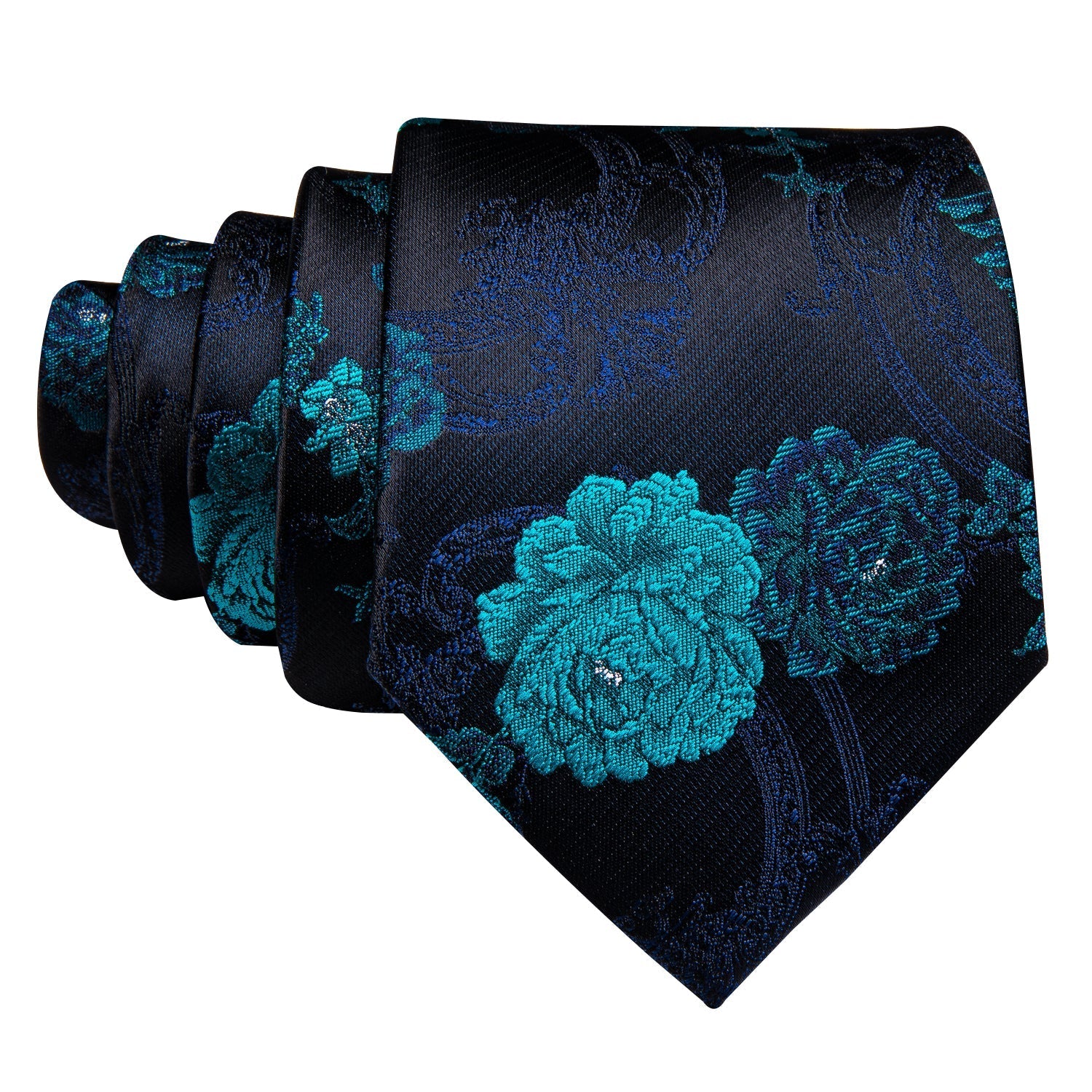 GentCrest Black Floral Tie Hanky Cufflinks Set - Image 3