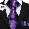 GentCrest Black Floral Tie Hanky Cufflinks Set - Image 1
