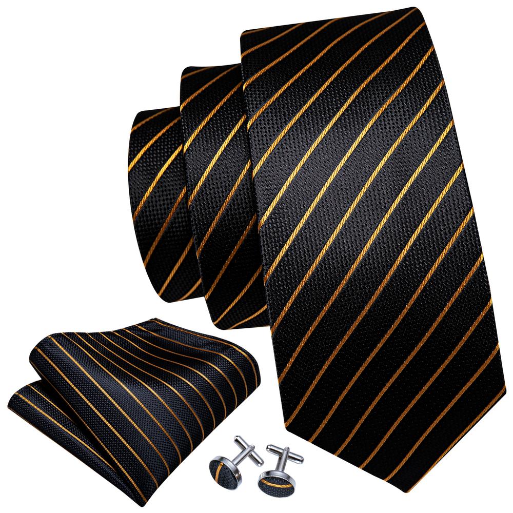 GentCrest Black Striped Tie with Accessories - Image 3