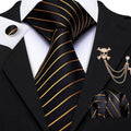 GentCrest Black Striped Tie with Accessories - Image 1