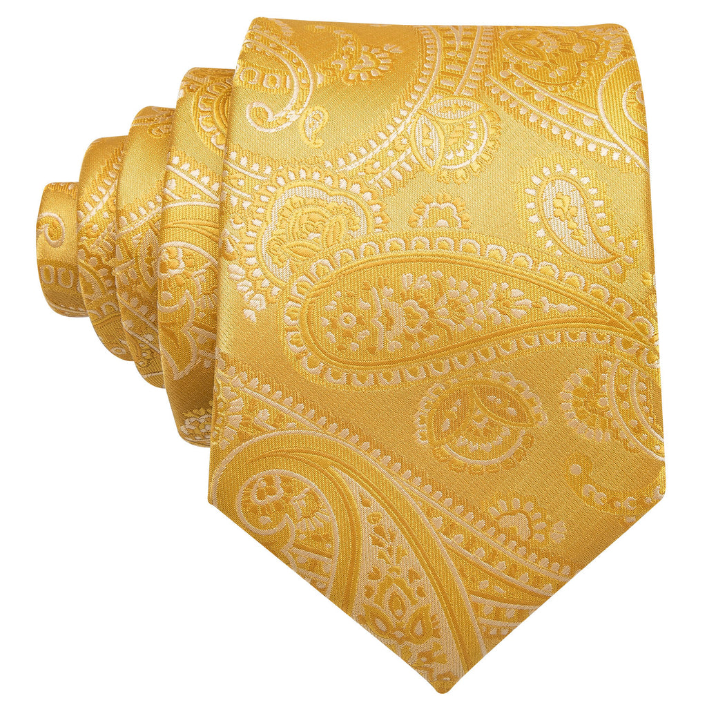 Gold Floral Silk Tie Set - GentCrest - View 4