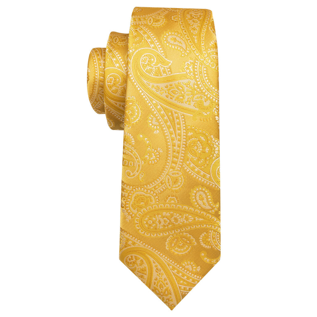 Gold Floral Silk Tie Set - GentCrest - View 3