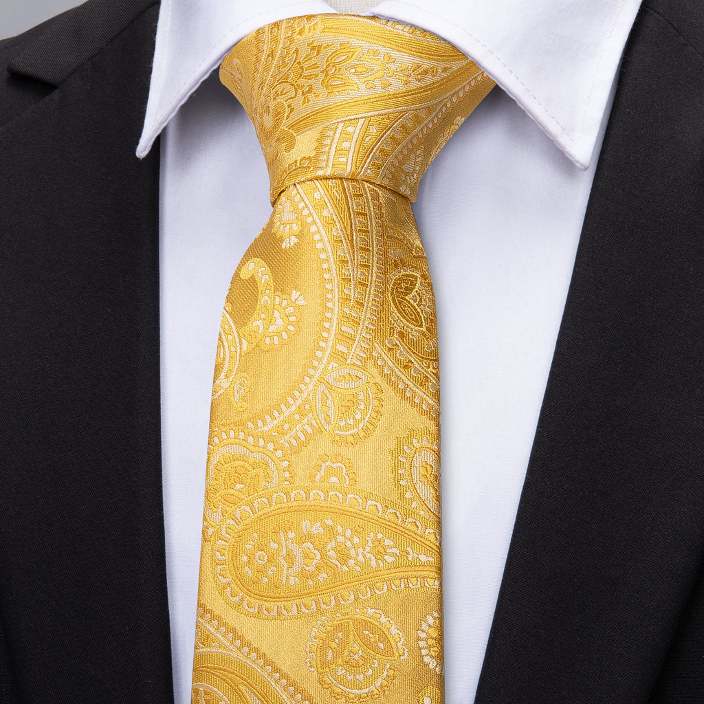 Gold Floral Silk Tie Set - GentCrest - View 2