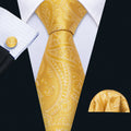Gold Floral Silk Tie Set - GentCrest