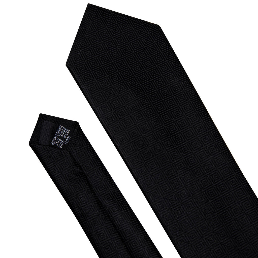 GentCrest Black Geometric Tie Hanky Cufflinks Set - Image 2