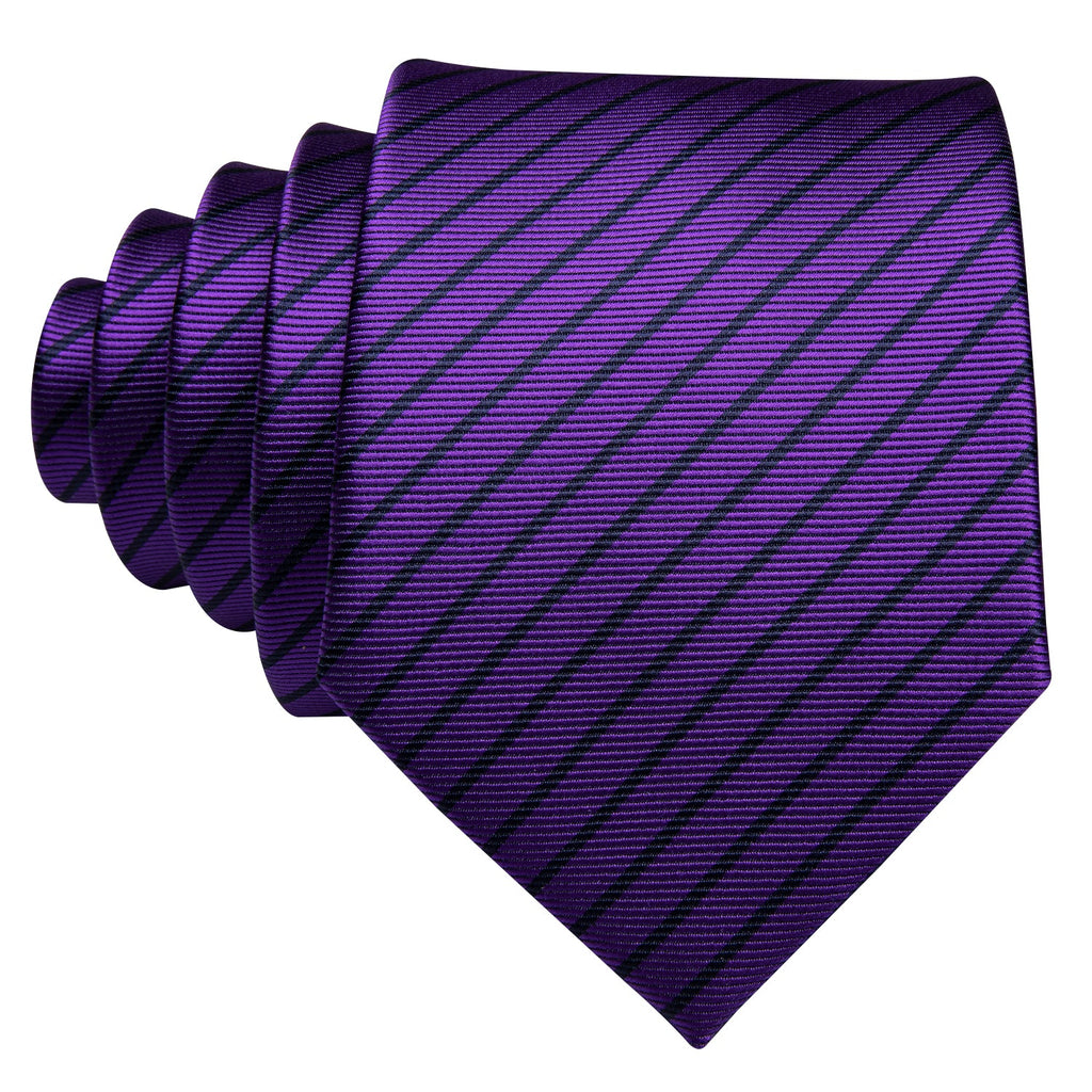 GentCrest Purple Striped Tie Hanky Cufflinks Set - Image 3