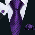 GentCrest Purple Striped Tie Hanky Cufflinks Set - Image 1